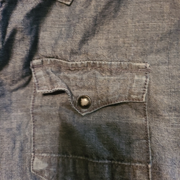 All Saints Imako LS Long Sleeve Shirt Pearl Snap - Picture 6 of 6